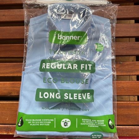 Girls SKY BLUE button neck blouse TWINPACK