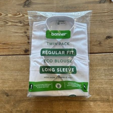 Girls WHITE button neck blouse Twinpack