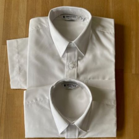 Boys non iron short sleeve white shirts TWINPACK