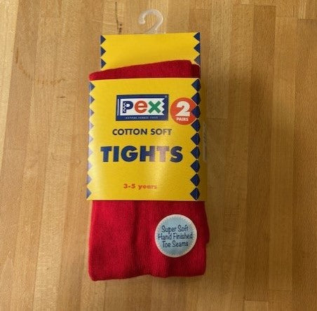 Red cotton soft tights TWINPACK
