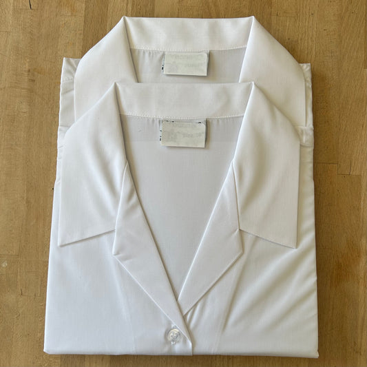 Girls TWINPACK white NON IRON short sleeve rever collar blouses