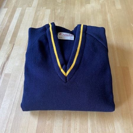 Dolphin School navy V neck jumper