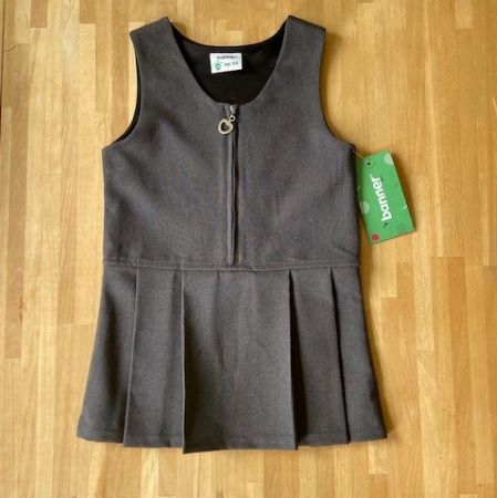 Grey pleated pinafore dress