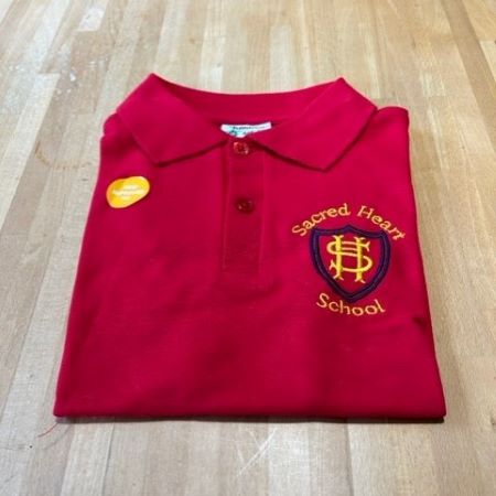 Sacred Heart red polo for Summer and Nursery