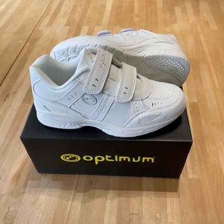 Optimum white school trainers velcro fastening