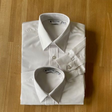 Boys White non iron long sleeve school shirts Sizes 11"  to 15.5" TWINPACK