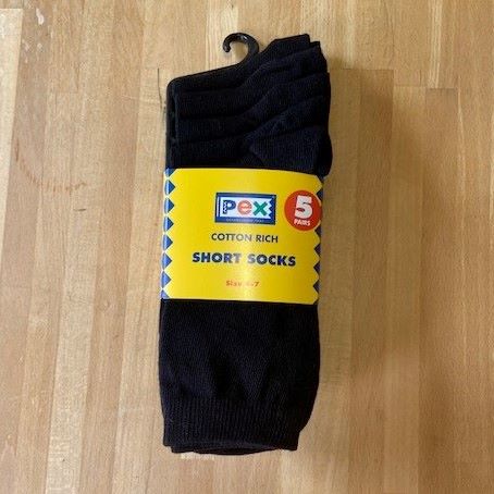 Black cotton rich ankle socks 5 pair pack
