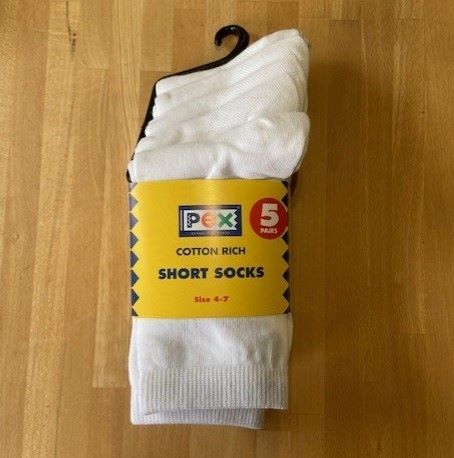 White cotton rich ankle socks 5 pair pack junior sizes
